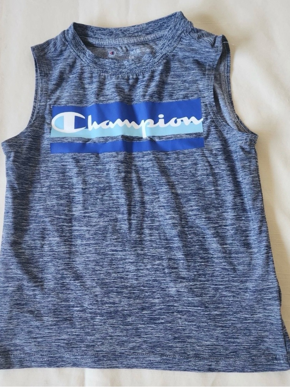 Champion Kids Sleeveless Shirt Tank Top
Blue Space Dye Logo Size 5/6 Athletic